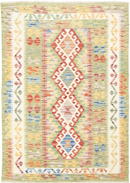 Tappeto Kilim Afghanistan Geometrico Verde Crema 121x173 Cm