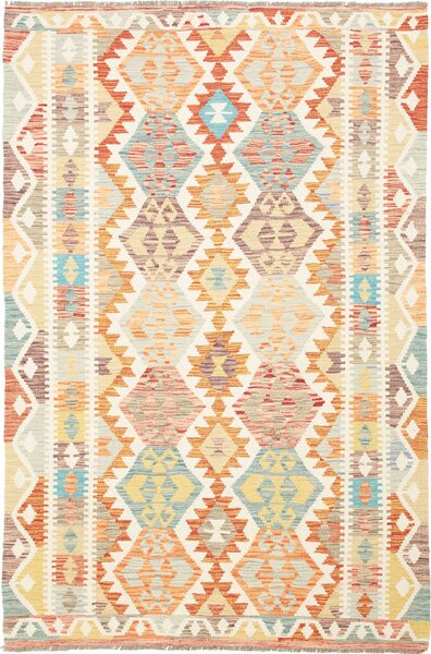 Tappeto Kilim Afghanistan Geometrico Multicolore Pastello Chiaro 125x189 Cm