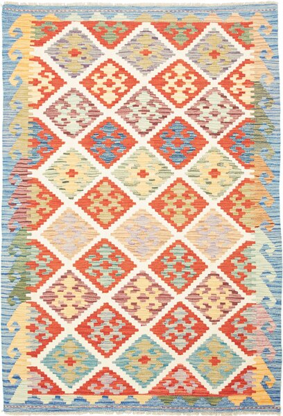 Tappeto Kilim Afghanistan Astratto Crema Arancione 126x186 Cm