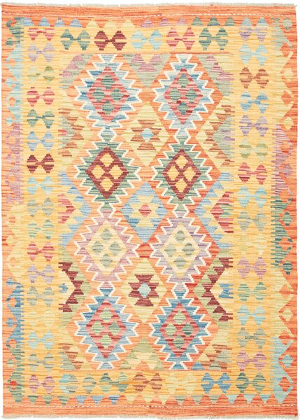 Tappeto Kilim Afghanistan Geometrico Multicolore Caldo 128x177 Cm