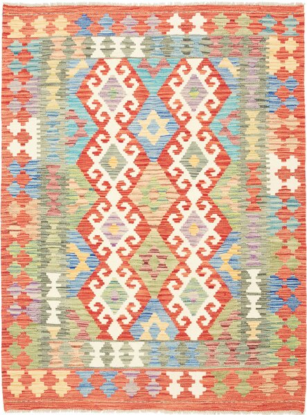 Tappeto Kilim Afghanistan Geometrico Multicolore Terracotta 129x171 Cm