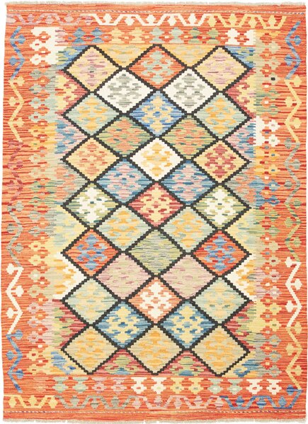 Tappeto Kilim Afghanistan Tribale Arancio Multicolore 133x181 Cm