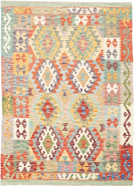 Tappeto Kilim Afghanistan Geometrico Multicolore Brillante 129x178 Cm