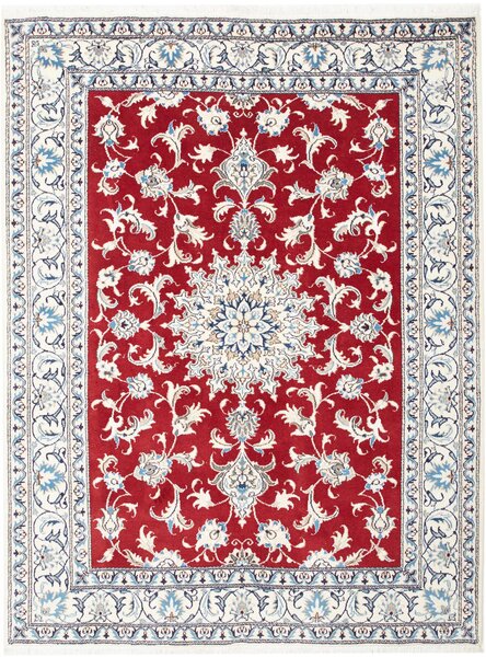 Tappeto Nain Kashmar Persia Medaglione Rosso Crema 153x202 Cm