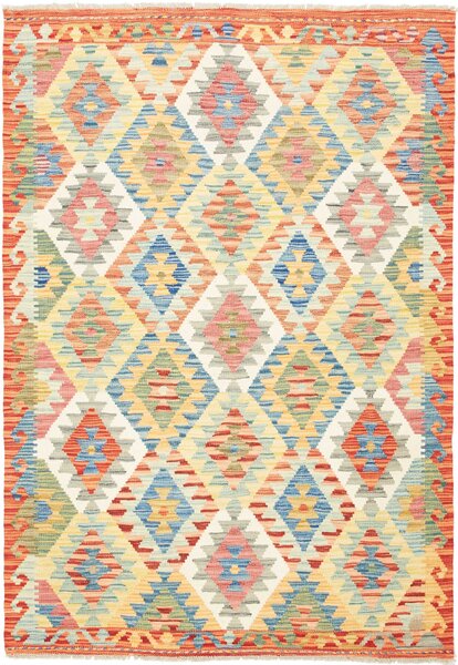 Tappeto Kilim Afghanistan Geometrico Multi-colore Vivace 128x186 Cm
