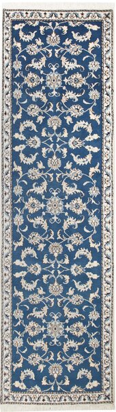 Tappeto Nain Kashmar Persia Floreale Blu Petrolio Crema 80x285 Cm