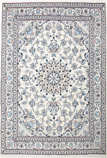 Tappeto Nain Kashmar Persia Medaglione Avorio Blu 163x247 Cm