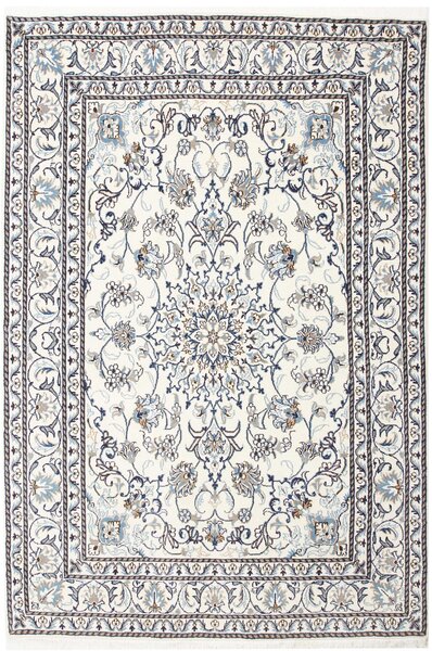 Tappeto Nain Kashmar Persia Medaglione Crema Blu 147x217 Cm