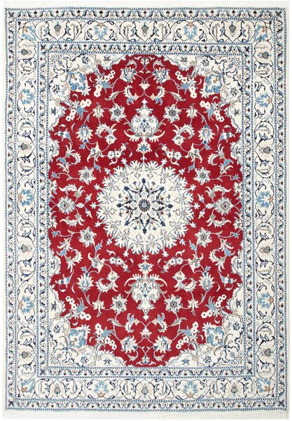Tappeto Nain Kashmar Persia Medaglione Rosso Crema 167x240 Cm