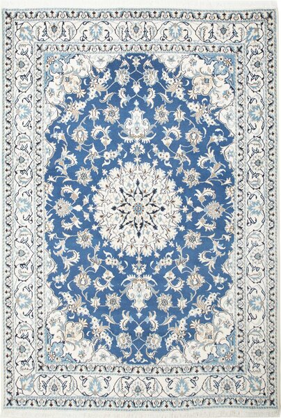 Tappeto Nain Kashmar Persia Medaglione Blu Crema 168x247 Cm