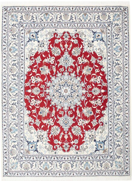 Tappeto Nain Kashmar Persia Medaglione Rosso Avorio 150x196 Cm