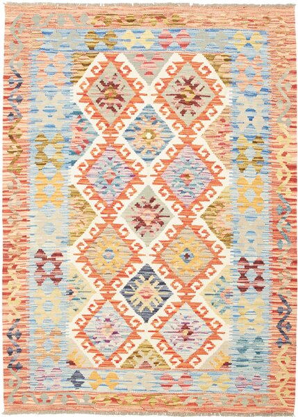Tappeto Kilim Afghanistan Geometrico Multicolore Pastello 129x177 Cm