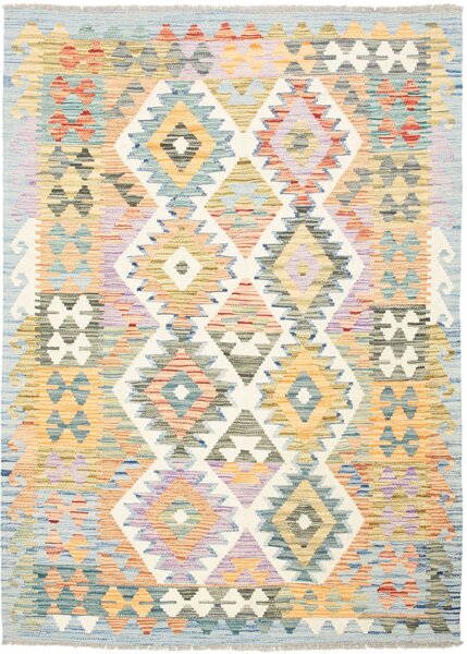 Tappeto Kilim Afghanistan Geometrico Azzurro Multicolore 130x180 Cm