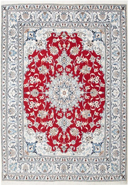 Tappeto Nain Kashmar Persia Medaglione Rosso Bianco 147x208 Cm