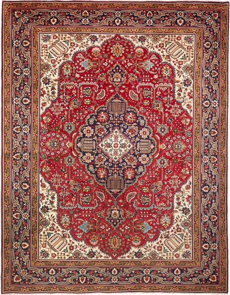 Tappeto Tabriz Persia Medaglione Rosso Blu 256x338 Cm