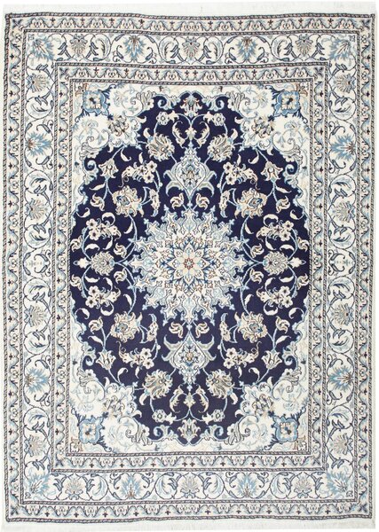 Tappeto Nain Kashmar Persia Medaglione Blu Crema 150x210 Cm