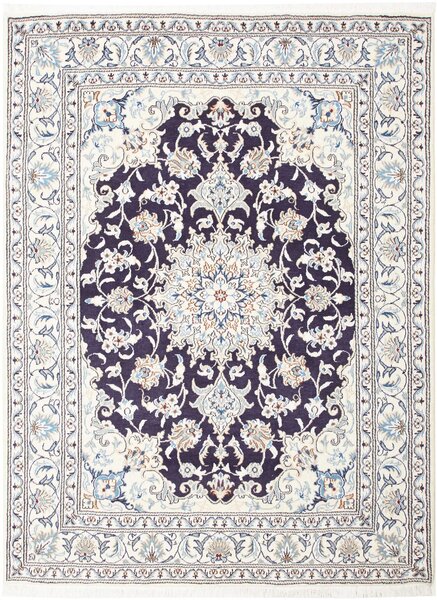 Tappeto Nain Kashmar Persia Medaglione Blu Crema 152x202 Cm