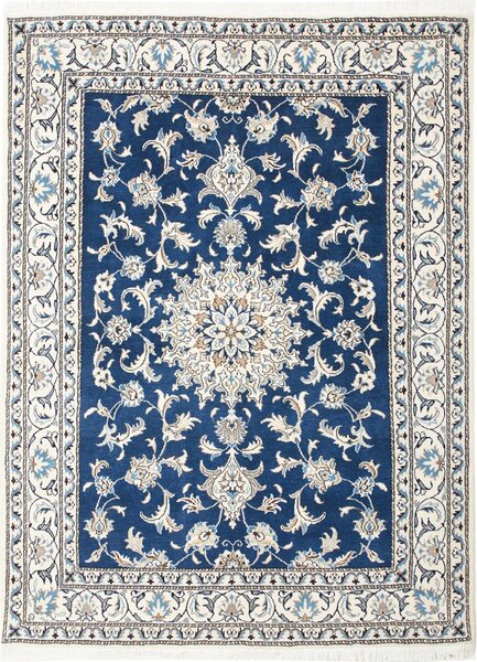 Tappeto Nain Kashmar Persia Medaglione Blu Crema 150x203 Cm