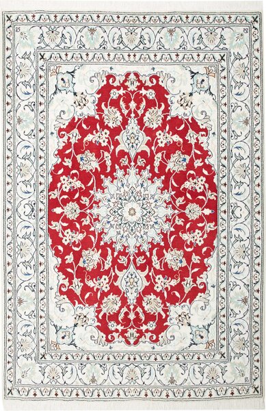 Tappeto Nain Kashmar Persia Medaglione Rosso Avorio Blu 145x220 Cm