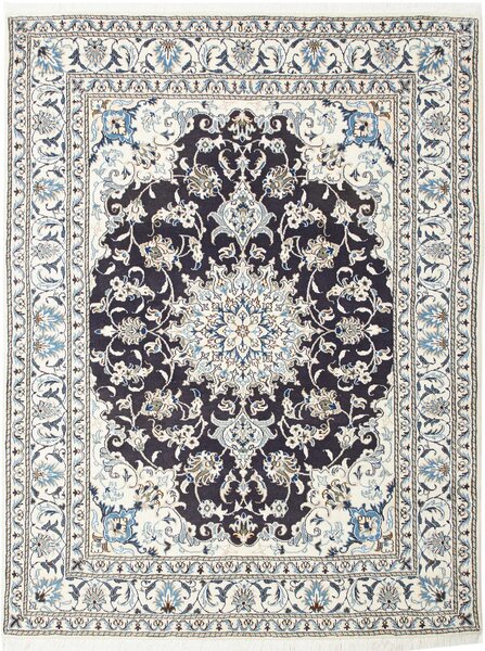 Tappeto Nain Kashmar Persia Medaglione Blu Avorio 150x202 Cm