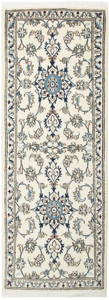 Tappeto Nain Kashmar Persia Medaglione Avorio Blu 78x210 Cm