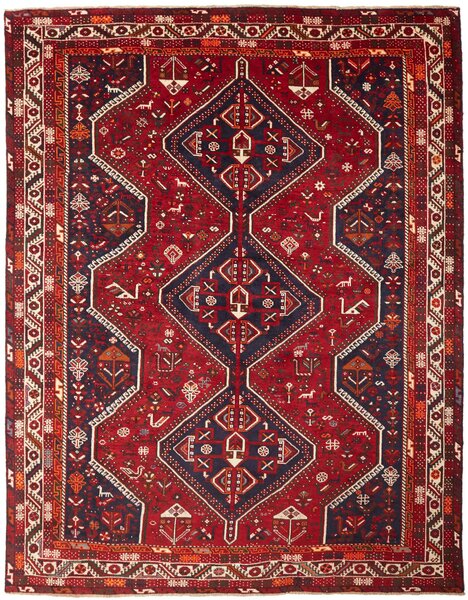 Tappeto Shiraz Persia Geometrico Rosso Blu 220x290 Cm