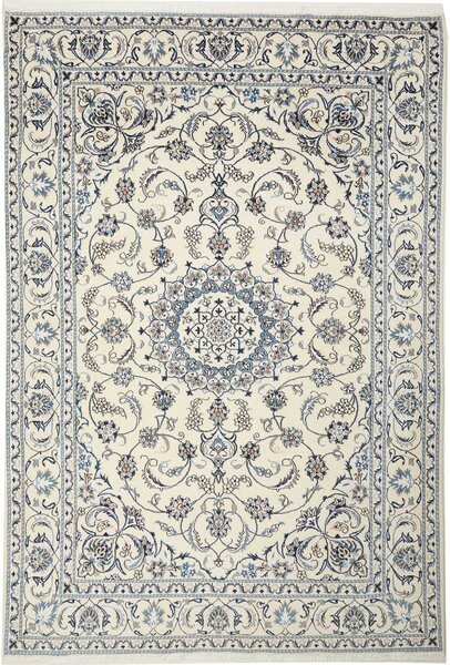 Tappeto Nain Kashmar Persia Medaglione Avorio Blu 200x300 Cm