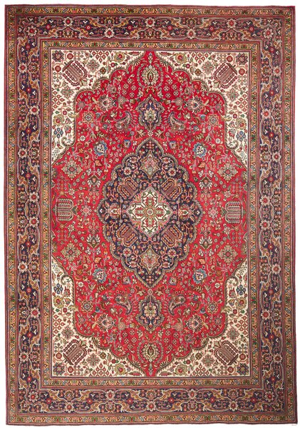 Tappeto Tabriz Persia Medaglione Rosso Blu 247x358 Cm