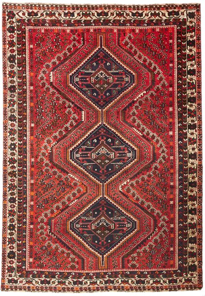 Tappeto Shiraz Persia Astratto Rosso Blu 205x293 Cm