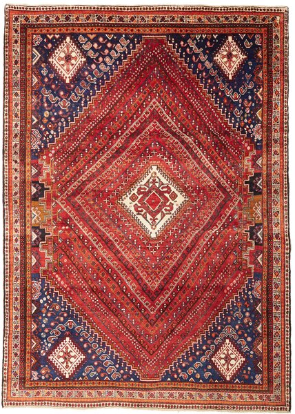 Tappeto Shiraz Persia Geometrico Rosso Blu 210x293 Cm