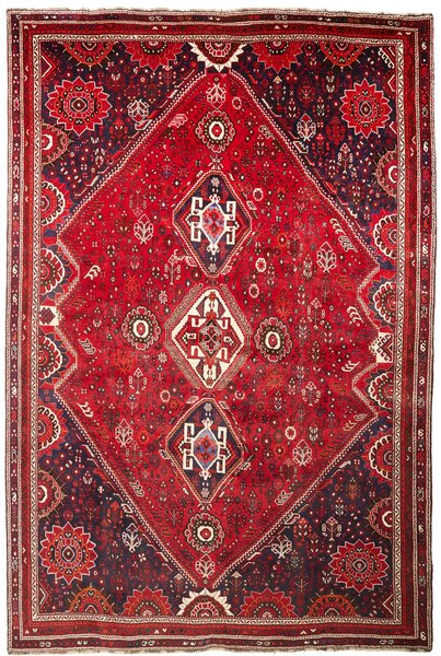 Tappeto Shiraz Persia Geometrico Rosso Blu 220x333 Cm