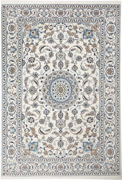 Tappeto Nain Kashmar Persia Medaglione Avorio Blu 198x290 Cm