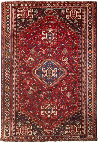 Tappeto Shiraz Persia Geometrico Rosso Blu 213x313 Cm
