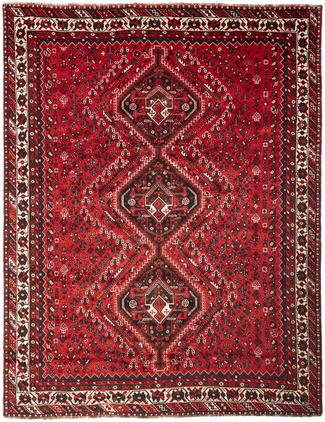 Tappeto Shiraz Persia Geometrico Rosso Nero 225x300 Cm