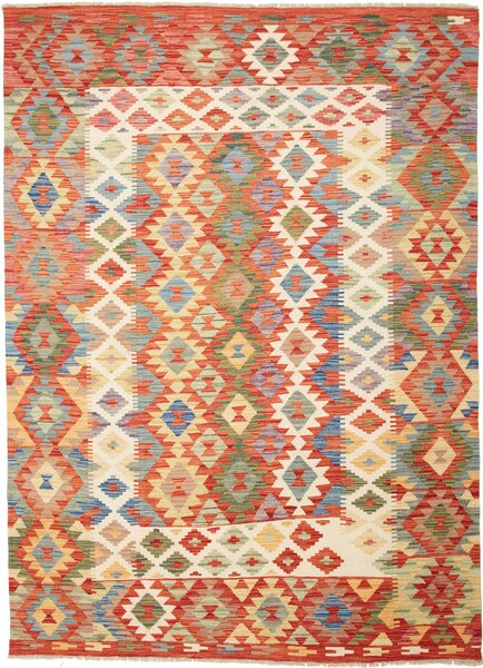 Tappeto Kilim Afghanistan Geometrico Arancio Blu 171x235 Cm