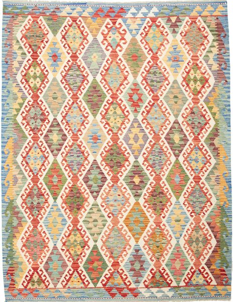 Tappeto Kilim Afghanistan Geometrico Blu Rosso 181x237 Cm