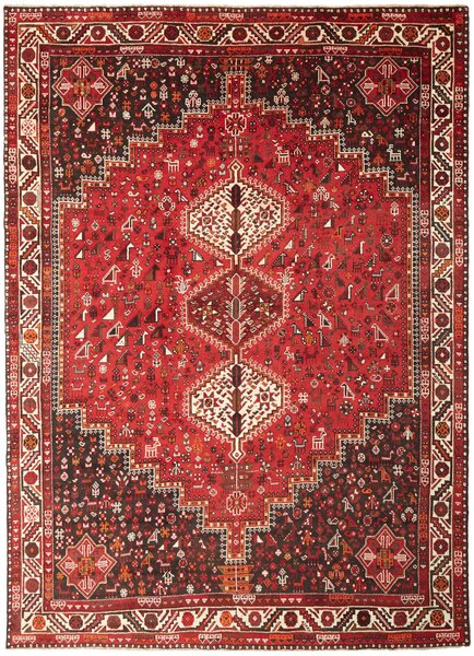 Tappeto Shiraz Persia Geometrico Rosso Nero 215x302 Cm