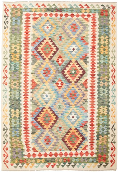 Tappeto Kilim Afghanistan Geometrico Multicolore Pastello Vivace 170x249 Cm