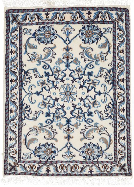 Tappeto Nain Kashmar Persia Medaglione Avorio Blu 60x90 Cm