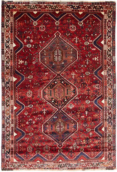 Tappeto Shiraz Persia Astratto Rosso Scuro Blu 170x245 Cm
