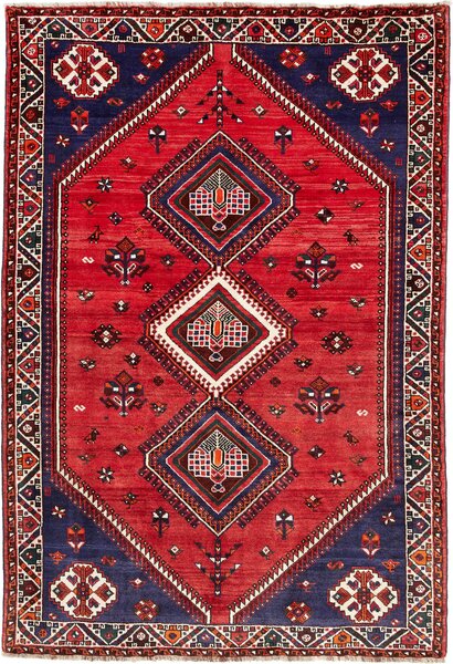 Tappeto Shiraz Persia Astratto Rosso Blu 160x233 Cm