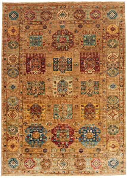 Tappeto Tribal Pakistan Astratto Marrone Ocra Policromo 168x233 Cm