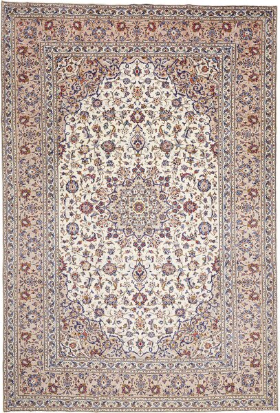Tappeto Kashan Persia Medaglione Crema Blu 243x363 Cm