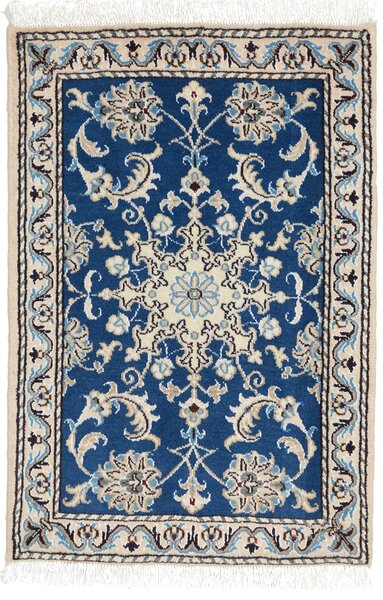 Tappeto Nain Kashmar Persia Medaglione Blu Crema 60x90 Cm