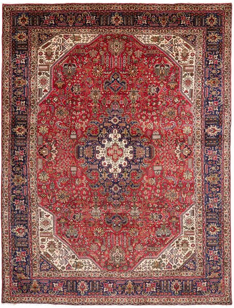 Tappeto Tabriz Persia Medaglione Rosso Blu Crema 255x333 Cm