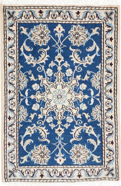 Tappeto Nain Kashmar Persia Medaglione Blu Crema 60x90 Cm