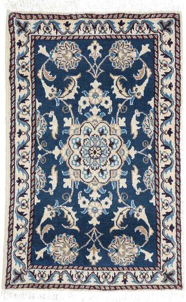 Tappeto Nain Kashmar Persia Medaglione Blu Navy Avorio 60x90 Cm