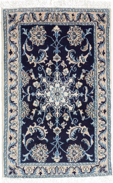 Tappeto Nain Kashmar Persia Medaglione Blu Beige 60x90 Cm
