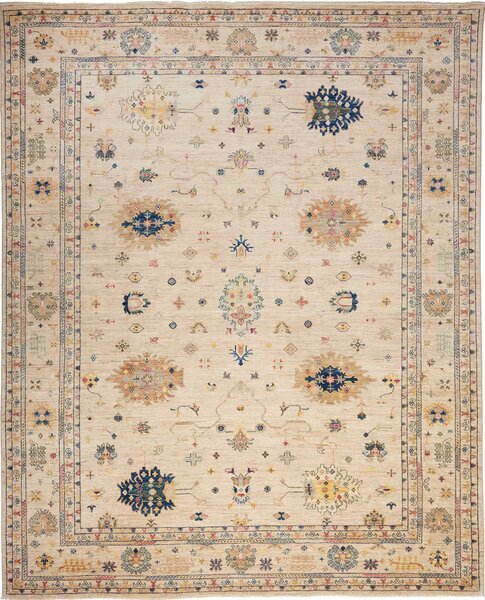 Tappeto Malka Pakistan Astratto Beige Blu 243x300 Cm