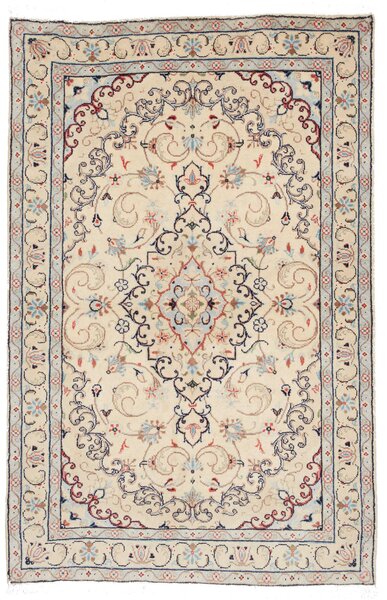 Tappeto Kashan Fine Persia Medaglione Avorio Blu 96x148 Cm